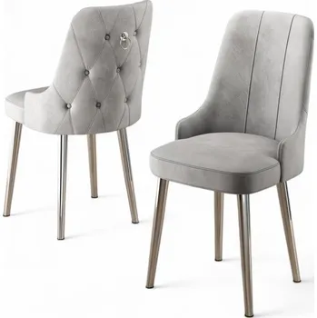 Barová židle Sada židlí (2 kusy) Newa - Grey, Chrome