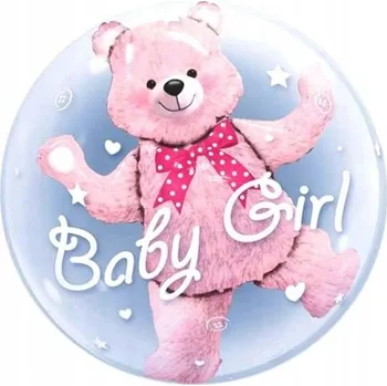 Balónek BALÓNEK V BALÓNKU BABY GIRL MEDVÍDEK RŮŽOVÝ 59X69 CM