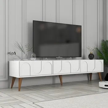 Televizní stolek TV stolek Lyon 44 - White, Walnut