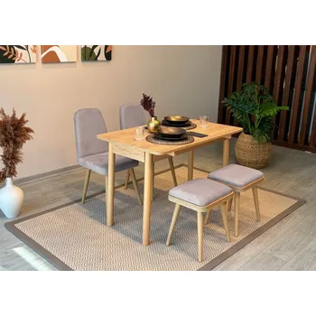 Jídelní stůl Jídelní set s rozkládacím stolem a židlemi (5 kusů) Vina Mini 02 0701 - Oak, Soho Grey