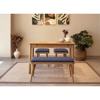 Jídelní stůl Jídelní set s rozkládacím stolem a židlemi (4 kusy) Vina Mini 04 1048 - Oak, Dark Blue