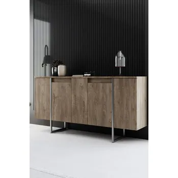 Komoda Konzolový stolek Luxe - Walnut, Silver