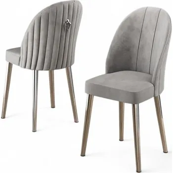 Barová židle Sada židlí (2 kusy) Mara - Grey, Chrome