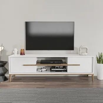 Televizní stolek TV stolek Eslem - White, Walnut