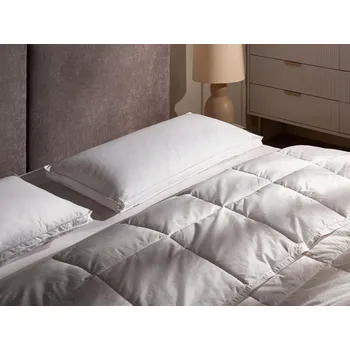 Bytový textil Polštář bílá bavlna 40 x 80 cm kachní peří / kachní peří nízká propustnost vzduchu bezhlučná ložnice moderní Beliani
