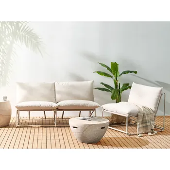 Sedací souprava Nízká nadrozměrná sedací souprava pohovka křeslo béžová kovové opěradlo bez područek vnitřní venkovní moderní Beliani