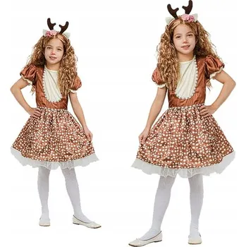 Karnevalový kostým KOSTÝM PŘEVLEK ŠATY S ČELENKOU SRNKA JELÍNEK SOB 120-130CM M