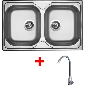 Kuchyňský dřez Nerezový dřez Sinks CLASSIC 800 DUO + ELASTA nerez/šedá N153