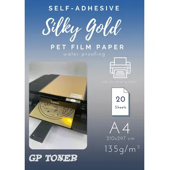 Papír pro tiskárny Samolepicí papír A4 hedvábně zlatý voděodolný PET PAP-CSF009