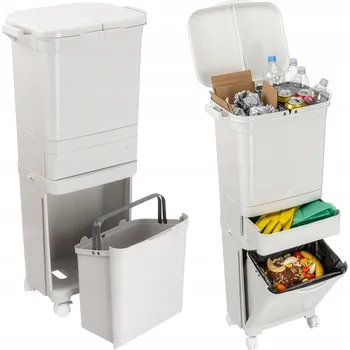 Odpadkový koš ODPADKOVÝ KOŠ NA TŘÍDĚNÝ ODPAD ŠEDÝ 42 LITRŮ VELKÝ KONTEJNER