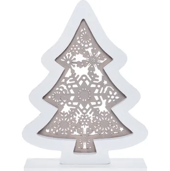 Vánoční dekorace AŽUROVÝ DŘEVĚNÝ VÁNOČNÍ STROMEK BÍLÝ - DEKORACE NA VÁNOCE