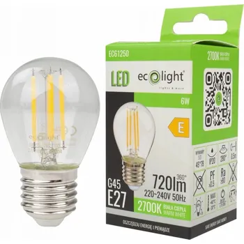 Žárovka Dekorativní LED žárovka FILAMENT GOLF BALL G45 6W E27 Velký Závit 2700K 720lm