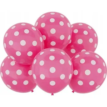 Balónek LATEXOVÉ BALÓNKY 30CM 6 KS RŮŽOVÉ S BÍLÝMI PUNTÍKY