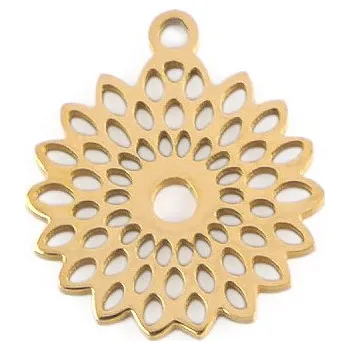 Přívěsek Přívěsek z nerezové oceli čtyřlístek, mandala, barva 4 zlatá mandala