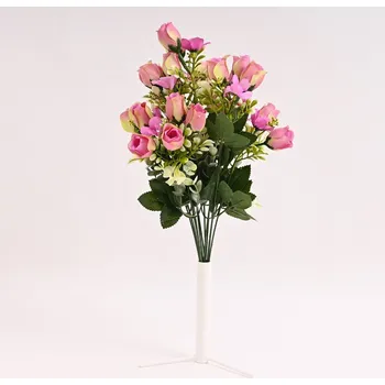 umělá květina Kytice růží 48 cm, sv. fialová