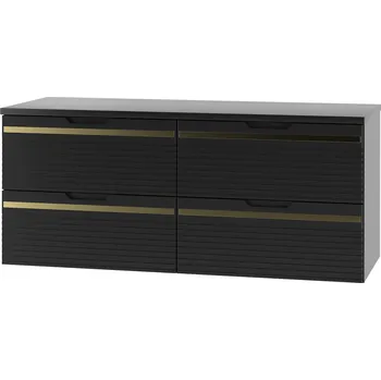 Koupelnový nábytek VESPER-02 - Skříňka pod umyvadlo s deskou 4S 120cm Černá Matná Sada-6