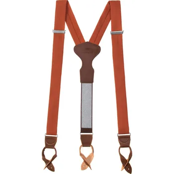 Kšandy Avantgard Látkové šle Y s koženým středem a poutky - 35 mm - v dárkovém balení skořicová/hnědá, tmavě hnědá kůže 879-984163