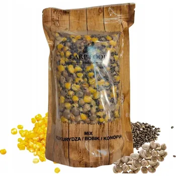 Návnadová surovina KRMIVO PRO KAPRY KUKUŘICE KONOPÍ BOBIK 1KG SMĚS VAŘENÝCH ZRN PŘIPRAVENÁ NÁVNADA