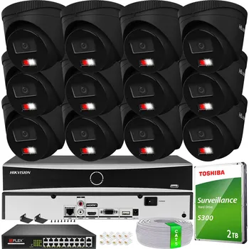 Bezpečnostní kamera SADA 12 KAMER PRO MONITORING 6MPx 3K+ HILOOK BY HIKVISION ČERNÁ PoE 2TB