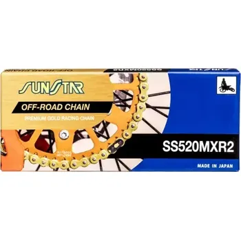 Řetězová sada pro motocykl řetěz 520MXR2, SUNSTAR (bez kroužku, barva zlatá, 114 článků)