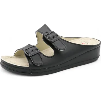 Dámská zdravotní obuv SAMLUX® Zdravotní pantofle dámské s přezkami 508-2 black Velikost: 36