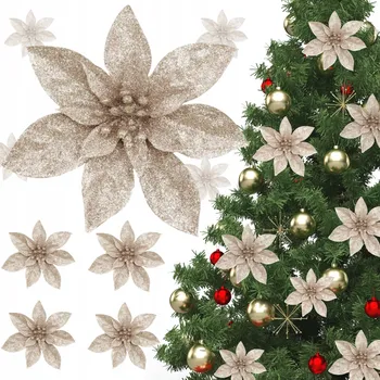 Vánoční dekorace VÁNOČNÍ HVĚZDA NA VÁNOČNÍ STROMČEK, DEKORACE VÁNOČNÍ HVĚZDA 6 KS DEKORACE