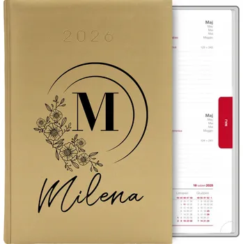 Diář Knižní kalendář 2026 A5 FunnyCase zlatý