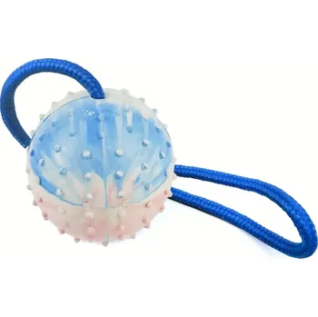 Hračka pro psa Míček na šňůrce průměr 7 cm Barva: duhová