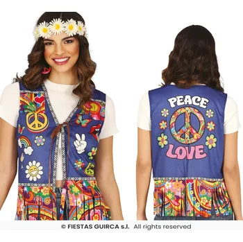 Karnevalový kostým Vesta PEACE & LOVE Hippie Retro 60. 70. 80. léta Děti květin Karneval