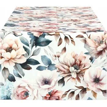 ubrus Běžec na stůl 40x140 cm Dekorativní obdélníkový sametový s květinami béžový 9873