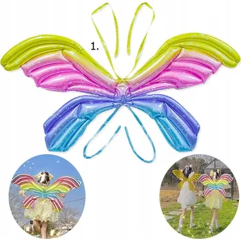 Balónek BALÓNEK KŘÍDLA MOTÝLA DUHOVÝ S HVĚZDIČKAMI 120 CM