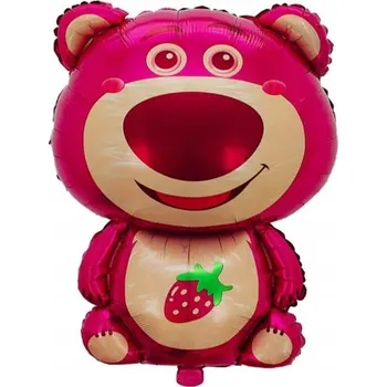Balónek FÓLIOVÝ BALÓNEK MEDVÍDEK RŮŽOVÝ S JAHODOU 47X78CM