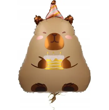 Balónek KAPYBARA KAPYBARA balónek s motivem kapybary a dortíkem
