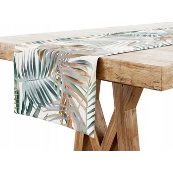 ubrus Běžec na stůl krémový, odstíny hnědé, odstíny zelené, vícebarevný 200 x 40 cm