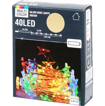 Vánoce Světelný řetěz s hvězdami, 40 LED diod - 195 cm