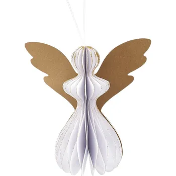 Vánoční dekorace Papírový skládací anděl k zavěšení 17 cm