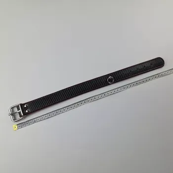 Obojek pro psa Kožený obojek carbon červený s očkem - výprodej