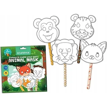 kreativní sada Zvířecí masky - kreativní sada pro děti, 4 šablony, 4 fixy