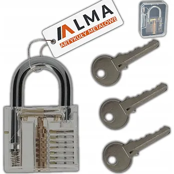 Visací zámek VISACÍ ZÁMEK S OBLOUKEM PRŮHLEDNÝ GADGET VÝUKA FUNGOVÁNÍ ZÁMKŮ 50mm