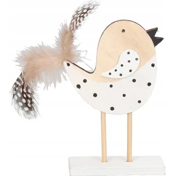 Obraz DŘEVĚNÝ PTÁČEK S PÍRKEM FIGURKA DEKORACE JARNÍ DO DOMU
