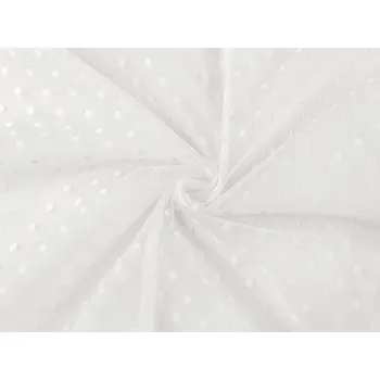 Tyl jemně pružný s puntíky, barva 1 bílá