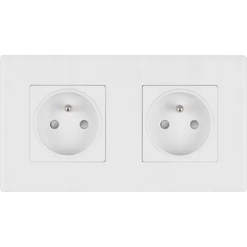 Elektrická zásuvka KONTAKT ZÁSUVKA ELEKTRICKÁ PLASTOVÝ RÁMEČEK MATNÝ FI60 DVOJITÁ 2x1 BÍLÁ