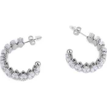 Náušnice Náušnice kruhy z nerezové oceli s broušenými kamínky, barva stříbrná crystal