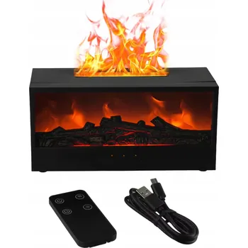 Aroma difuzér 7 ZVLHČOVAČ VZDUCHU S EFEKTEM PLAMENE KRB DIFUZÉR ESENCIÁLNÍ OLEJE ČERNÁ