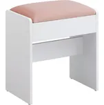 Vasagle Čalouněná taburetka/stolička VELVET ke toaletnímu stolku, 45×45×28,6 cm, bílá/růžová