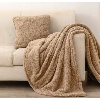 Prostěradlo Nadýchaná deka Boucle 160x200 Příjemná beránková deka Ecru