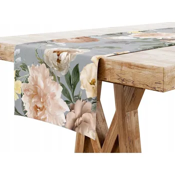 ubrus Béžový běhoun, odstíny šedé, odstíny zelené 180 x 40 cm