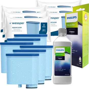 Příprava kávy 6x Wessper filtr do vody pro kávovary Philips Saeco + odvápňovač Philips