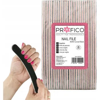 PILNÍKY NA NEHTY MANIKÚRA PEDIKÚRA BANÁN 80/80 ČERNÉ SADA 25 KUSŮ