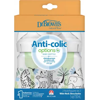 Kojenecká láhev DR BROWN'S KOJENECKÁ LÁHEV ANTI-COLIC 150 Ml 2 ks DŽUNGLE